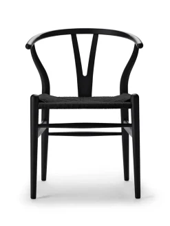 Carl Hansen & Søn Y-stol CH24 Soft Orange Red med sort flet af Hans J. Wegner><noscript><img width=
