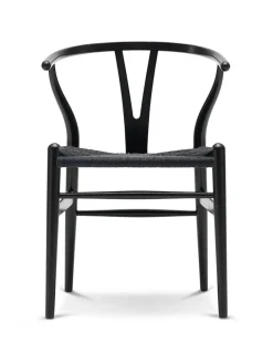Carl Hansen & Søn Y-stol CH24, sort ask med sort flet af Hans J. Wegner> Spisebordsstole