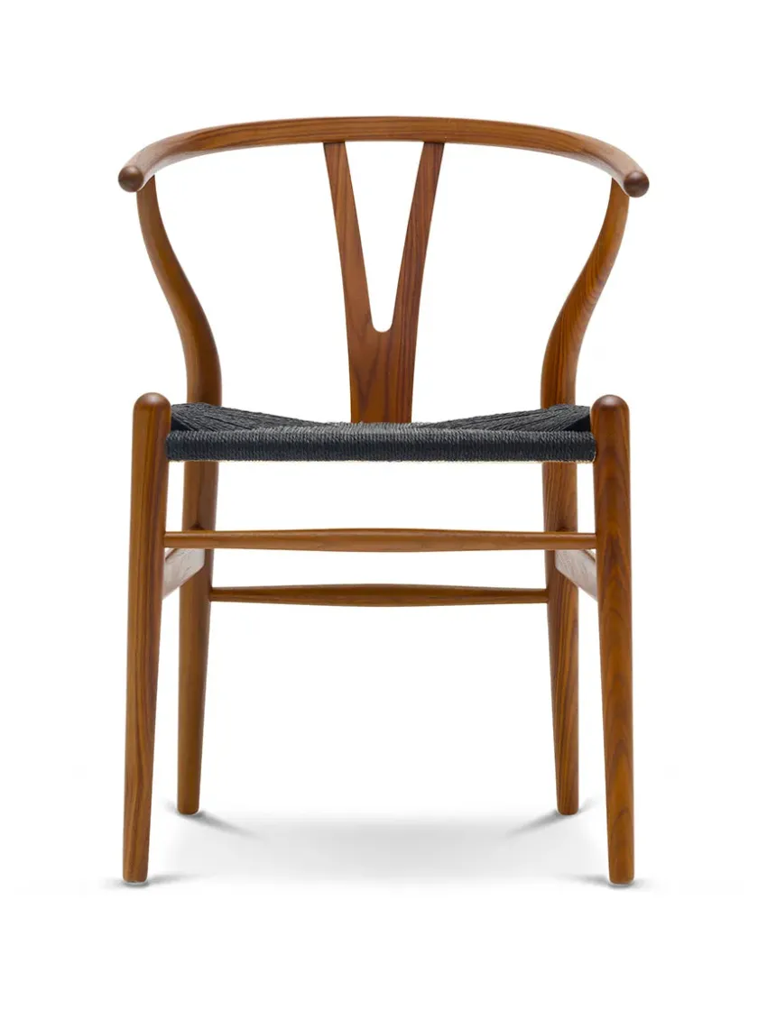 Carl Hansen & Søn Y-stol CH24, Valnød lak med sort flet af Hans J. Wegner> Spisebordsstole